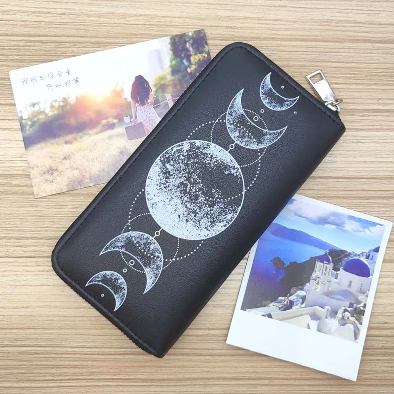 New Women\'s Wallet Moon Goddess Printing Long Zipper Purse Fashion Simple Large Capacity Mobile Phone Coin Purse Card Holder