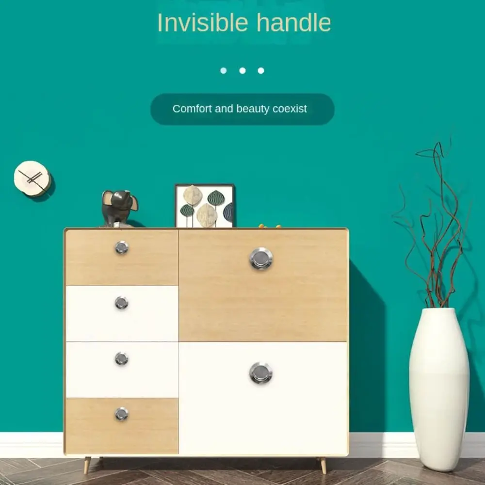 Door Handles Stainless Steel Door Knobs Recessed Invisible Handle Cabinet Pulls Proof Door Round  Sliding Handle Pull