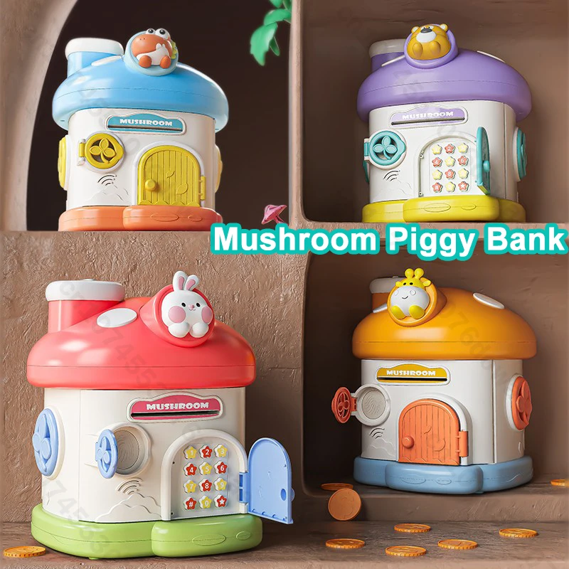 Tirelire champignon pour enfants, jouet, tirelire de dessin animé pour économiser de l'argent, grande capacité, économie d'argent, Gfit de noël pour enfants