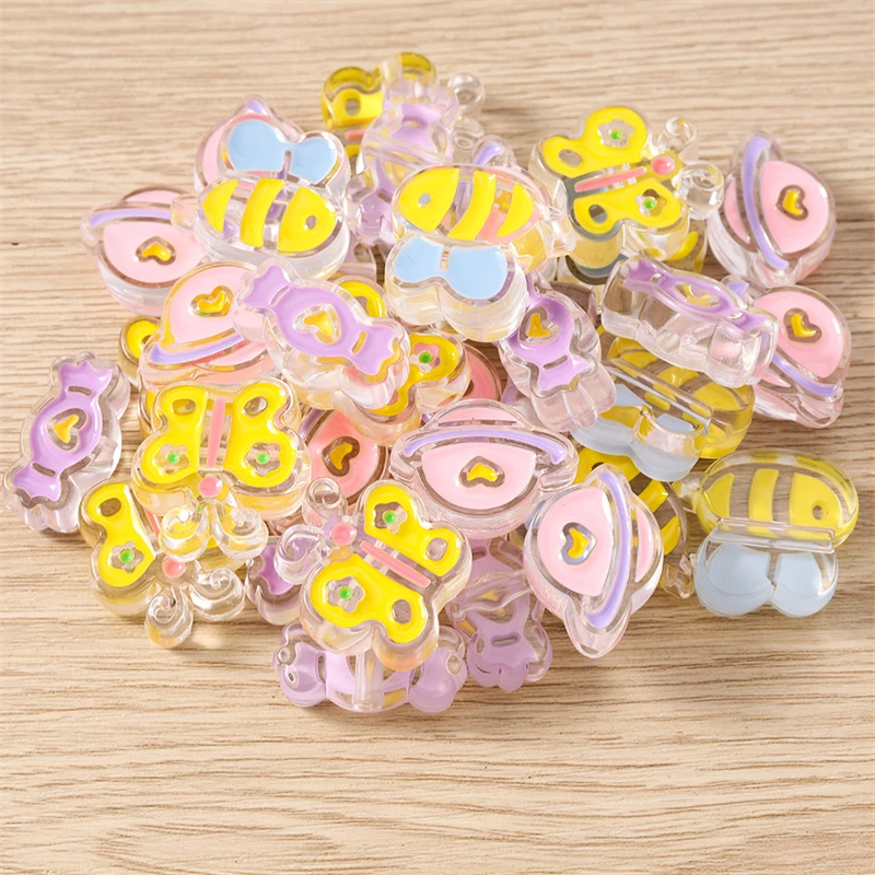 5 Stück Cartoon-Tier-Charms, Harz-Bienen- und Schmetterlings-Abstandshalter, lose Charms-Perlen für die Schmuckherstellung, Armbänder, Halsketten, DIY-Bastelarbeiten, Geschenke – Detail 11