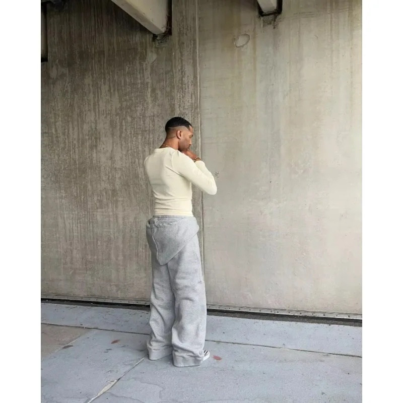 

2025 American high street retro street Harajuku casual unisex style sweatpants with pockets, hooded drawstring pants