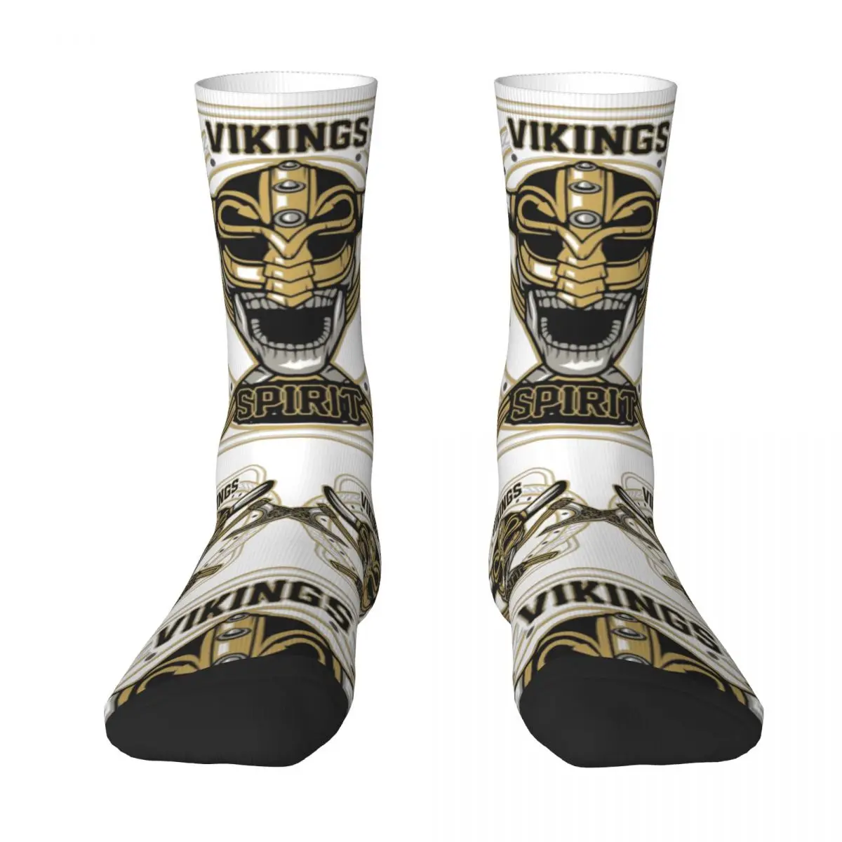 SKULL VIKING FULL COLORS Illustration Norse Warrior Unisex Winter Socks Windproof Happy Socks Street Style Crazy Sock