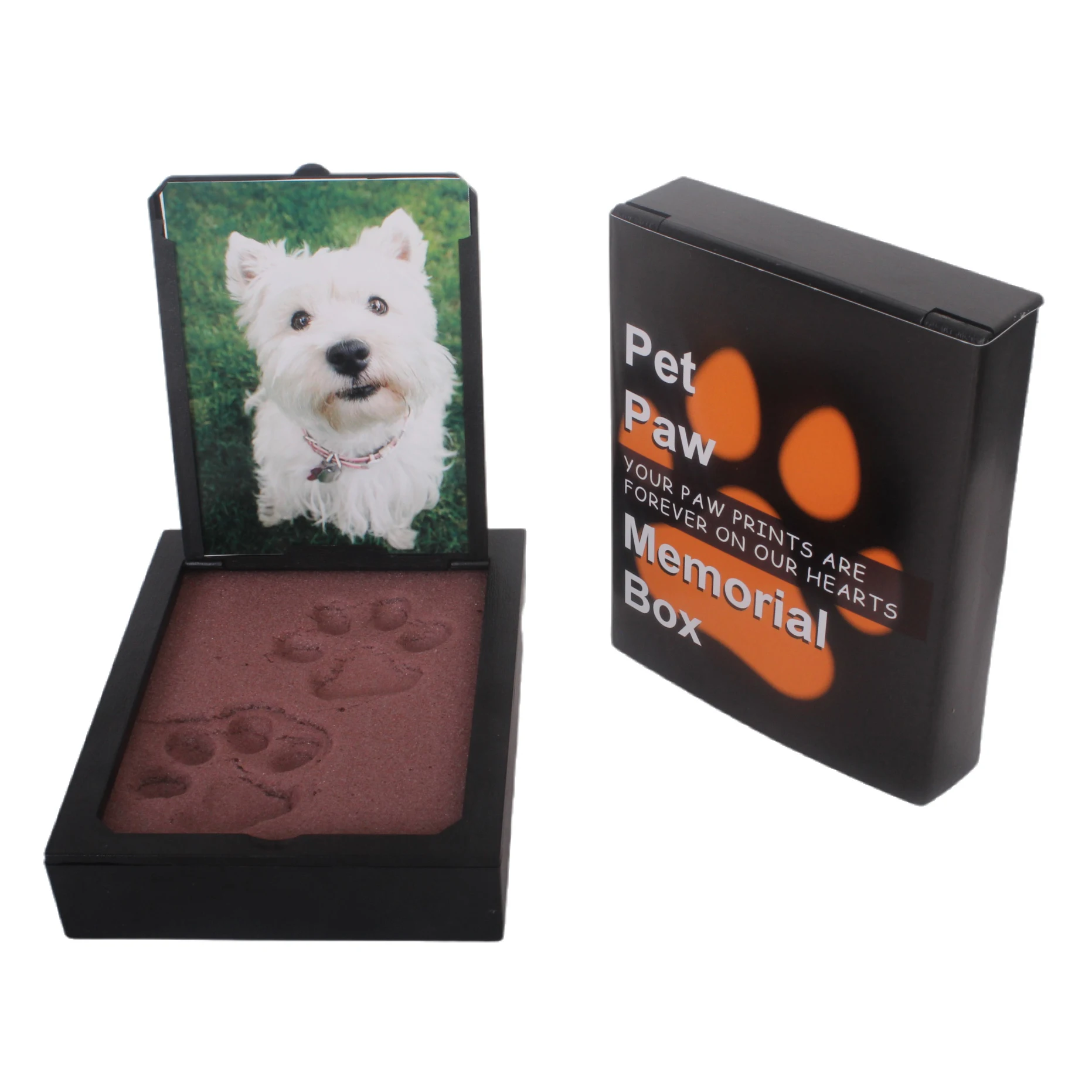 pet paw print memorial kits with foam and photoframe