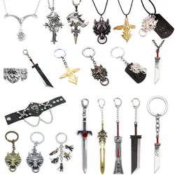 Final and Fantasy Jewelry Set Exquisite Punk Style Sword Knife Wolf Head Cross Pendant Necklace Jewelry Gifts for Game Lovers