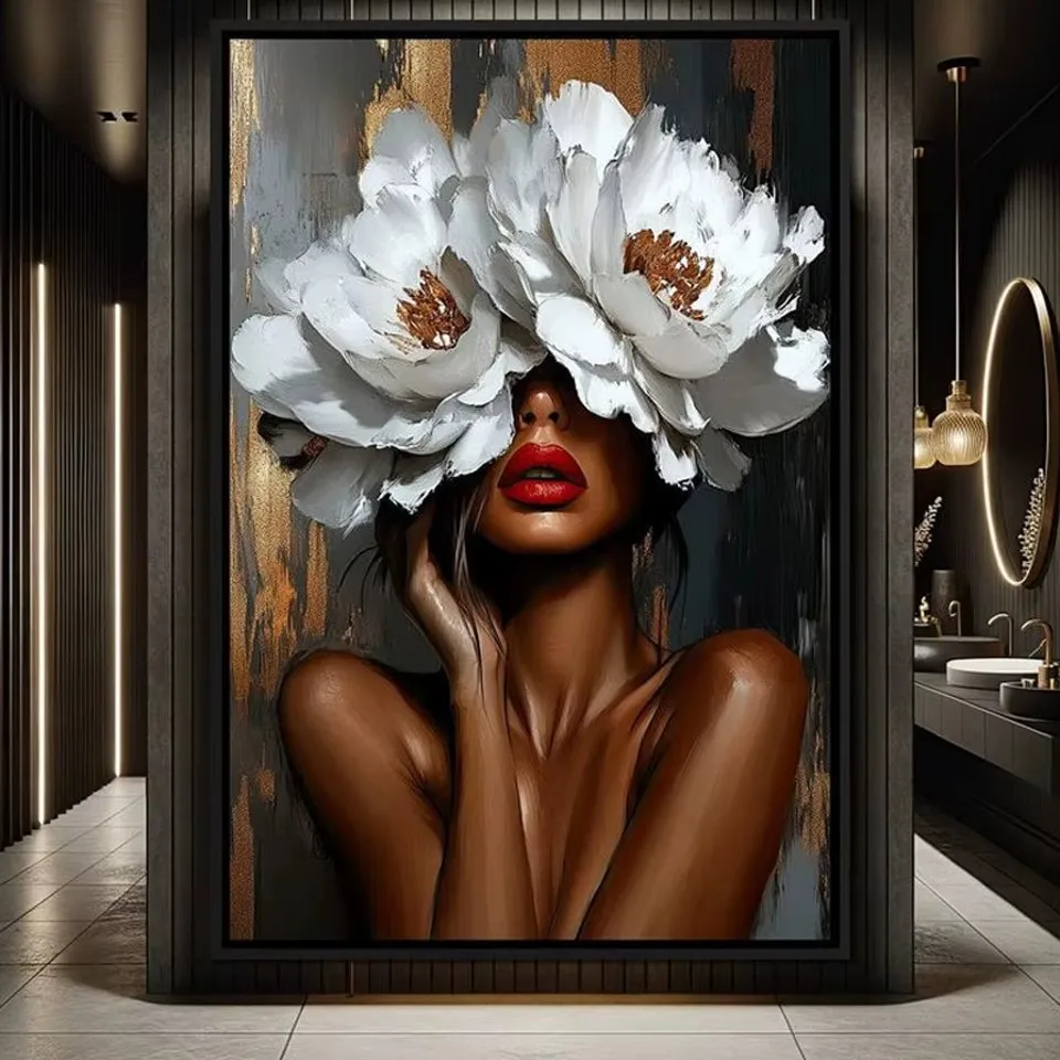 

New Diamond Painting Woman White Flower Rhinestones Embroidery Portrait Round Square Drill Mosaic Gift Cross Stitch Kits