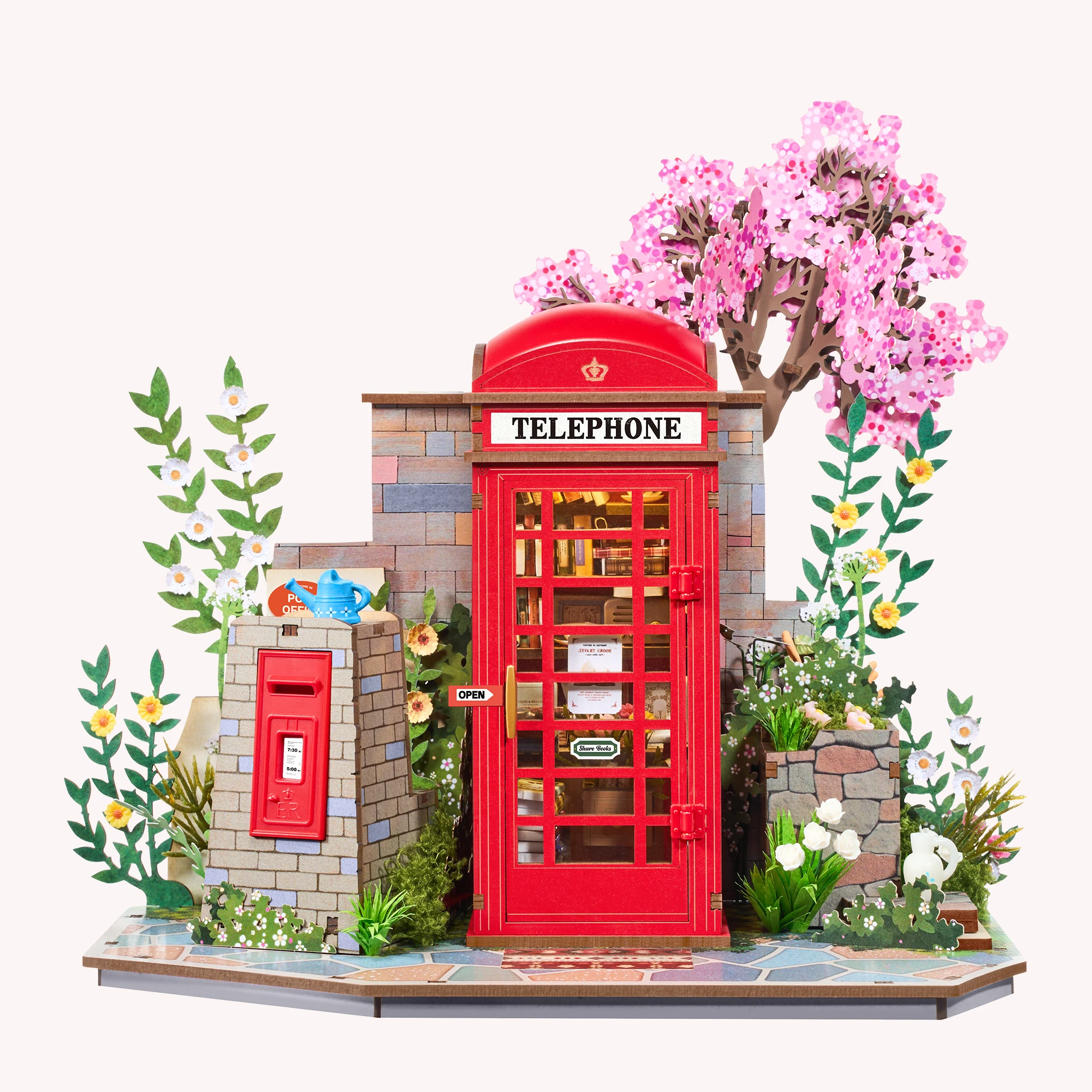 

ROBOTIME Rolife Blossom Book Booth 3D Wooden Puzzle London Style Heartwarming Birthday Gift for Women Girls