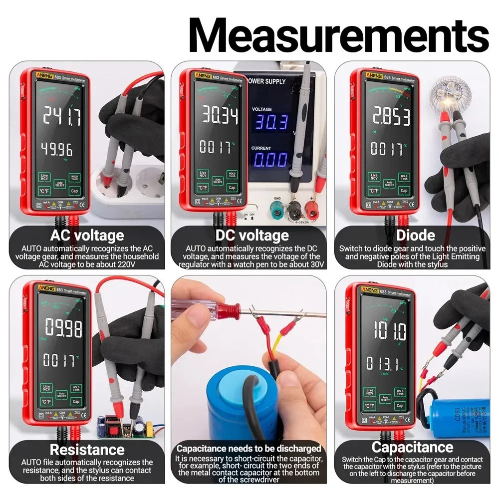 683 inteligentny multimetr wysokiej klasy dotykowy 6000 zliczeń Multimetro Test akumulatorowy Multitester AC/DC tester napięcia narzędzie prądowe