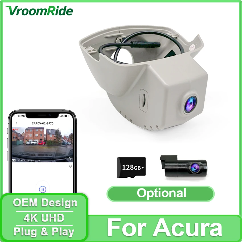 

Видеорегистратор 4K (2160P спереди, 1080P сзади) с ночным видением для Acura Integra 2023-2026 и ADX 2025-2026