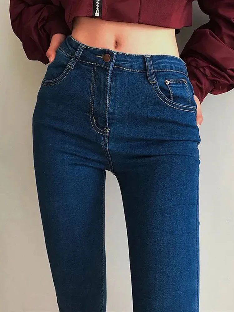 Jeans pensil pengangkat pinggul seksi wanita celana Denim Skinny pinggang tinggi Streetwear celana Denim ramping cucian ramping Vaqueros legging baru Jeansy