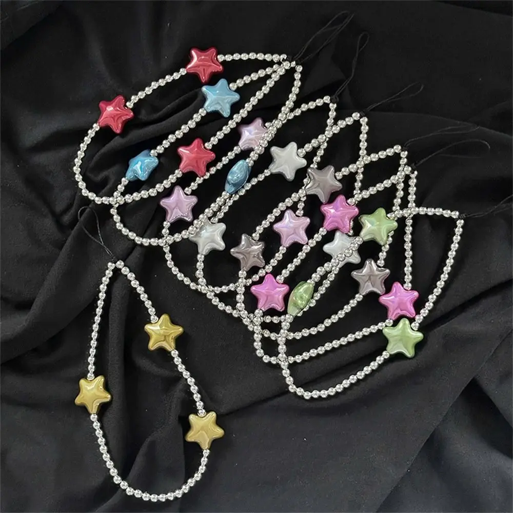 Five-pointed Star Star Phone Lanyard Phone Charm Wrist Strap Beads Phone Chain Anti-Lost Multicolor Cell Phone Strap Women Girl