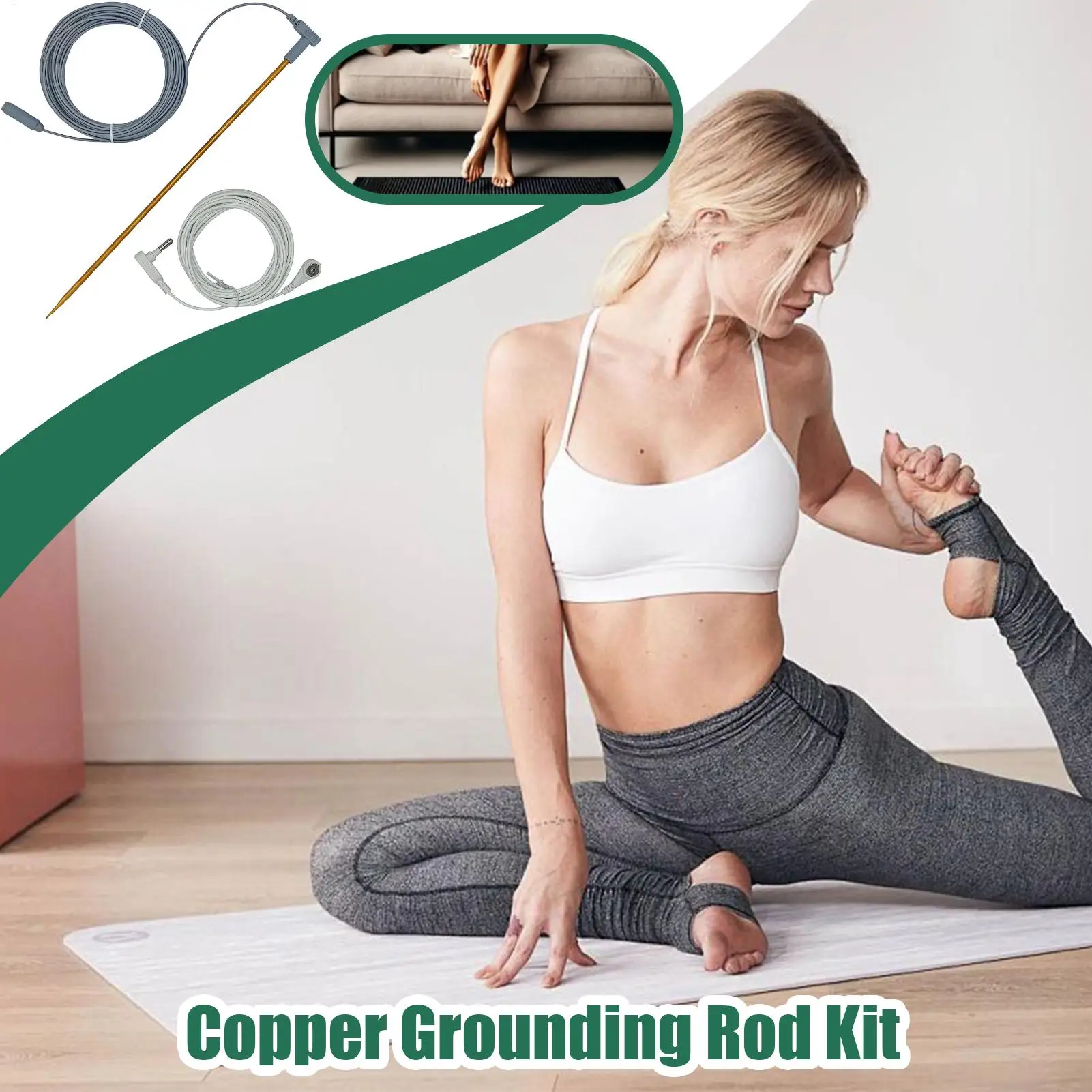 Copper Ground Rod with 40 ft/15inFemale Ground Wire, Portable Ground Rod Kit for Grounding Products, Easily Used with Grounding