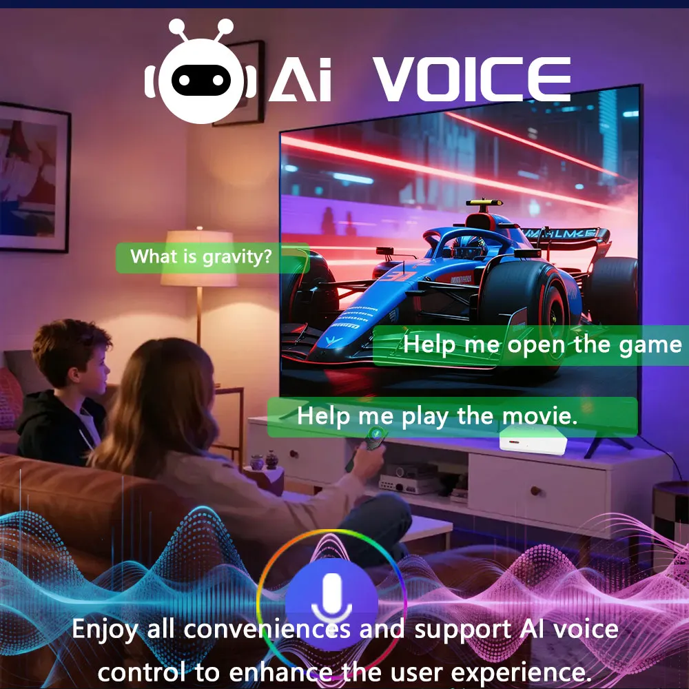 AI BOX Amlogic S905L3 Android TV Box 2.4&5G Wifi 3D Media Player Voice Remote AI-SR Smart Set Top Box 2G 8G Support AI Voice OTG