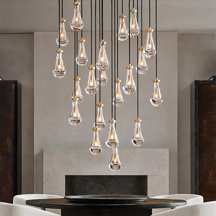 

New Led Pendant Light Modern Luxury Glass Ceiling Chandelier For Hotel Villa Living Room Dining Room Stairs Home Decoration Lamp