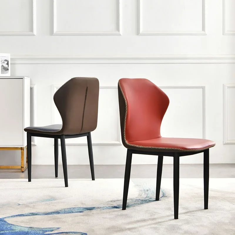 New Modern Restaurant Fabric Dining Chair Metal Leg PU Leather Dining Room Chairs