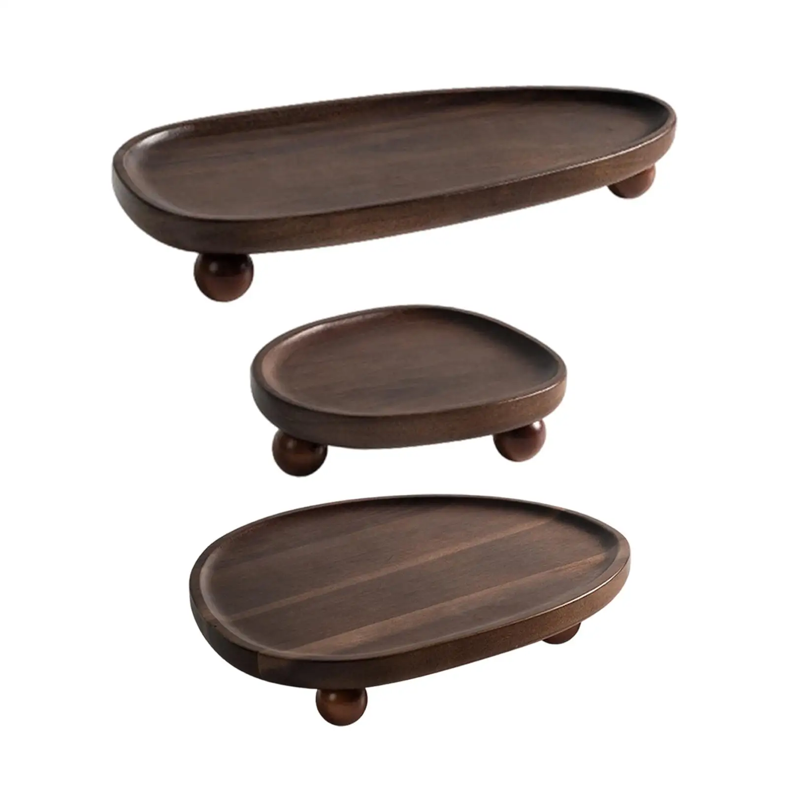 Rustic Wooden Tray Jewelry Display Organizer Plate for Bathroom Vanity Kitchen Plants Perfume Trinkets