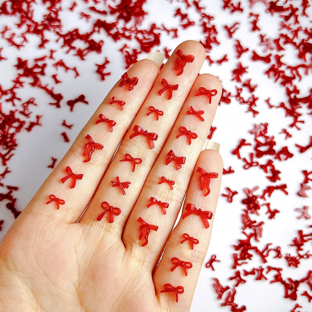 50 قطعة الأحمر البسيطة ثلاثية الأبعاد أظافر تركيب من الأكريليك ربطة القوس فيونكة السحر أجزاء Kawaii اكسسوارات ل مانيكير ديكور الأظافر لوازم الديكور المواد #6
