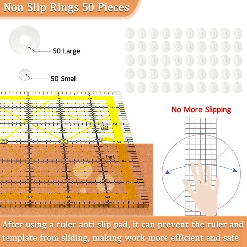 4 PCS Quilting Ruler,Quilting Templates Acrylic Square Ruler (4.5X4.5In,6X6in,9.5X9.5In,12.5X12.5In) With Non Slip Rings