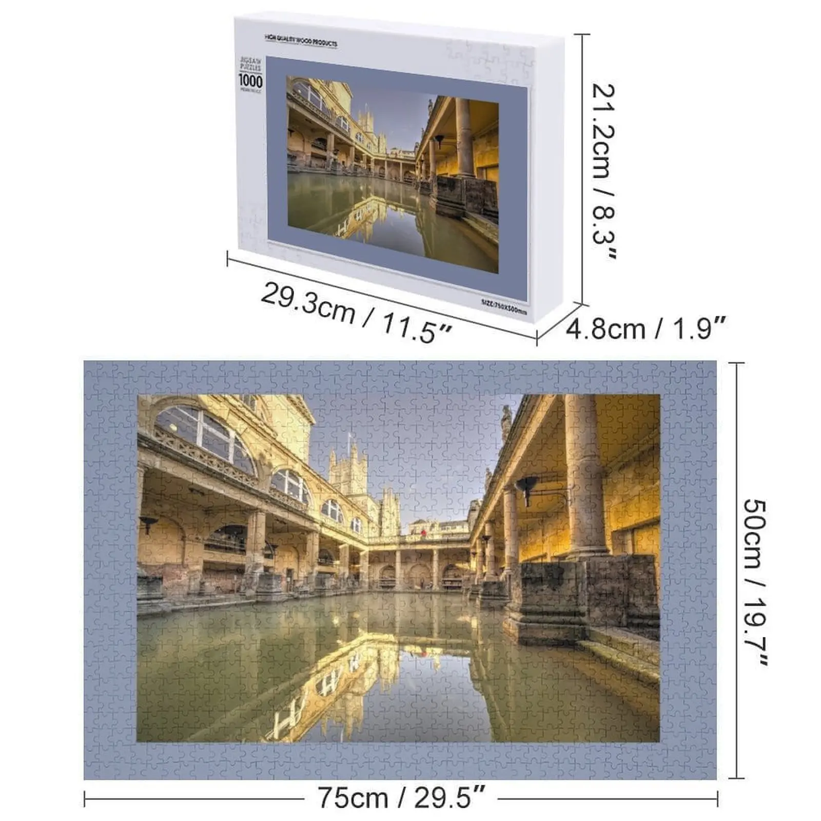 ปริศนาจิ๊กซอว์รูปวัดโรมันแห่งบาธ ทำจากไม้ สำหรับผู้ใหญ่ ปริศนาไม้รูปตัวอักษร