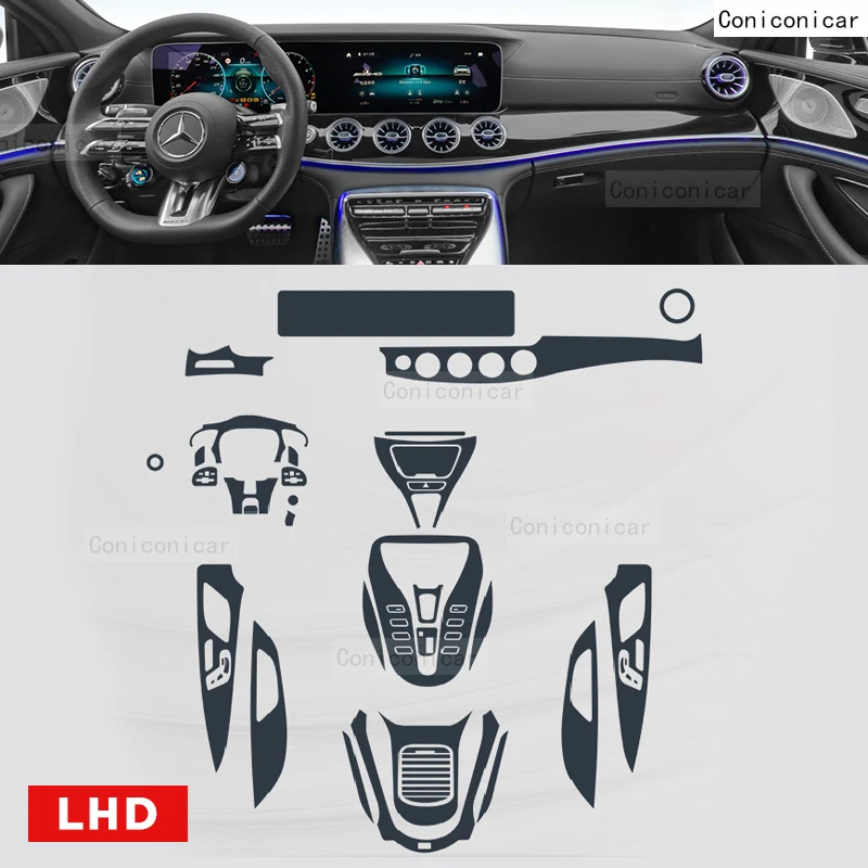 For Mercedes Benz AMG GT 50 53 63 2019-2023 Gearbox Panel Navigation Automotive Interior Screen Protective Film TPU Anti-Scratch