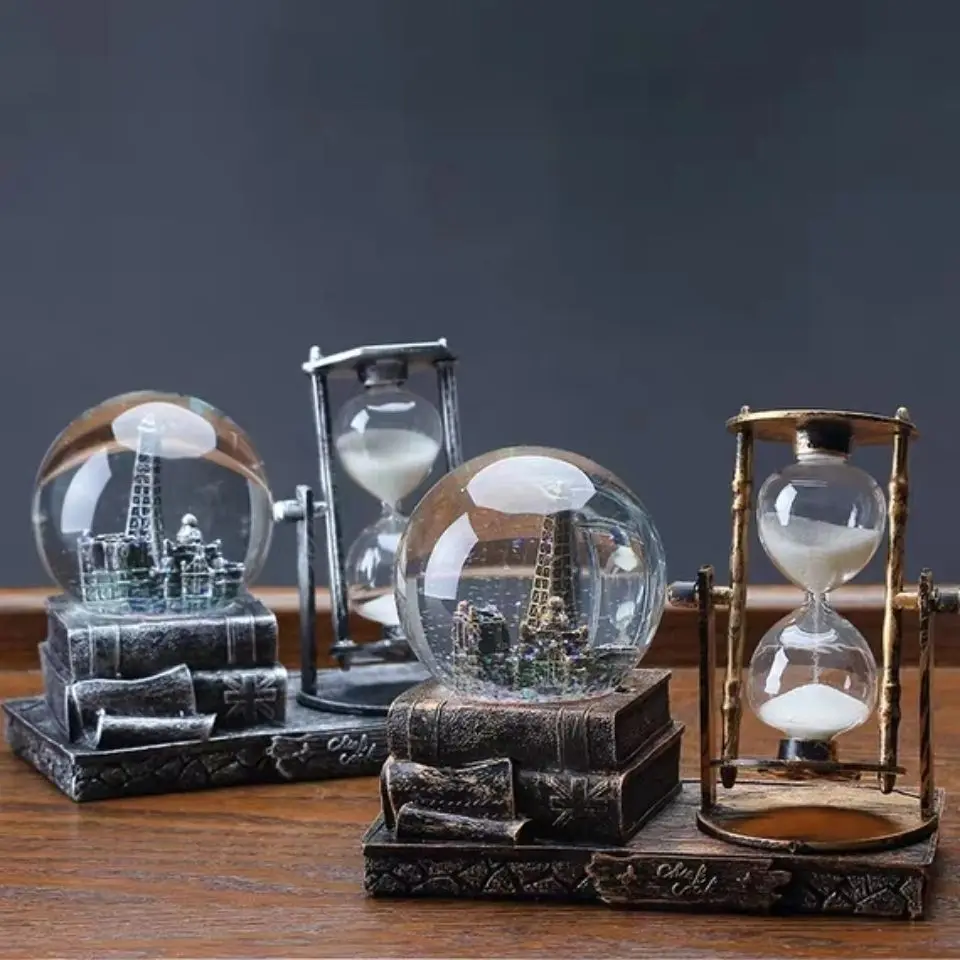 Retro crystal ball hourglass timer creative ornament wine cabinet living room home decoration