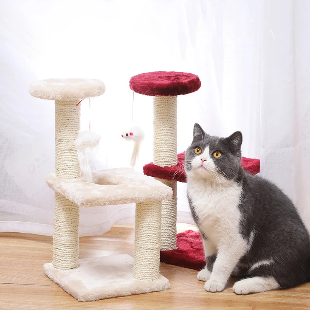 A cat climbing frame - household cats with sisal three-column three-layer square plate medium-sized simple cat jump cat toy