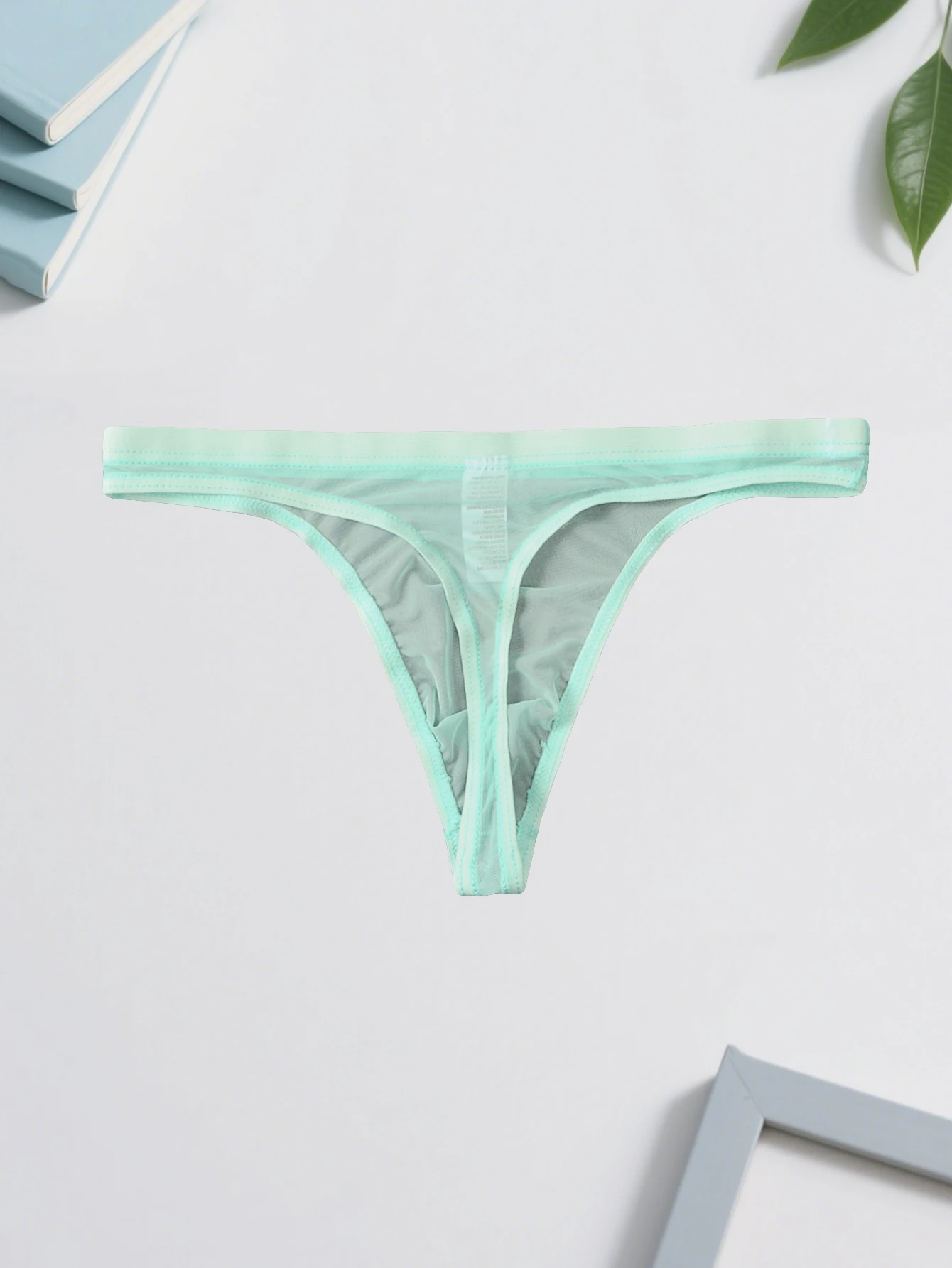 3 قطع من شبكة خفيفة الوزن ومثيرة شبه شفافة بلون سادة للرجال قابلة للتنفس وسريعة الجفاف #2