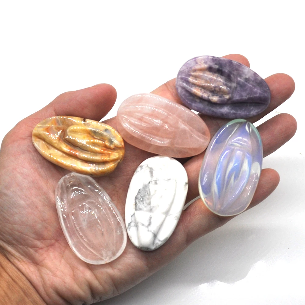 1.9 "생명의 근원 동상 천연 크리스탈 석영 레이키 힐링 외음부 스톤, 손으로 새겨진 홈 장식, 행운의 선물