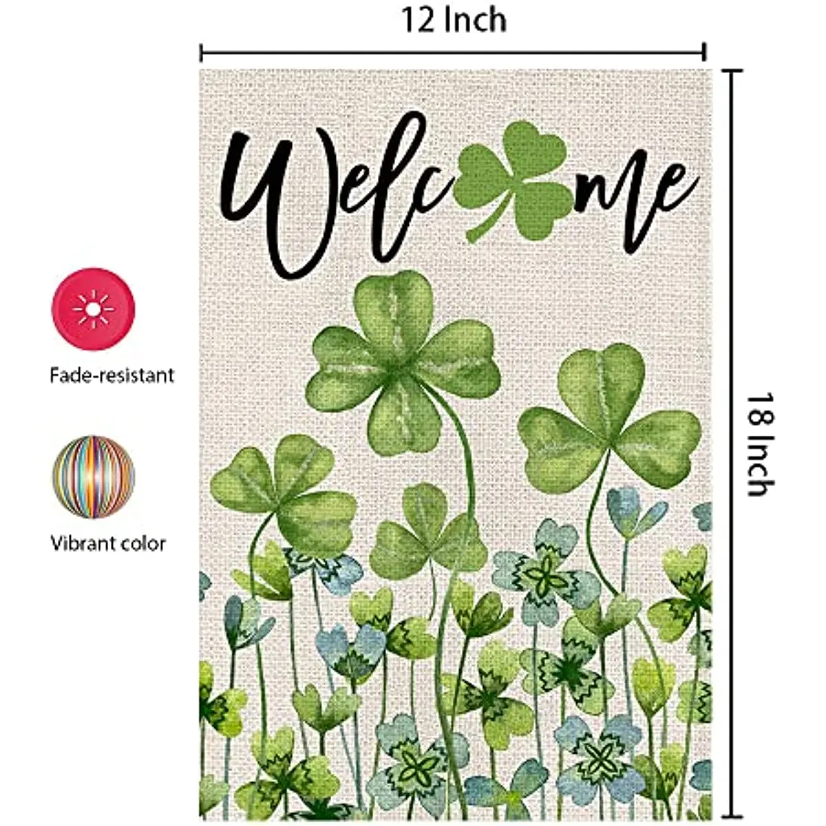 St Patricks Day Garden Flag 12x18 Inch Double Sided Shamrock Welcome Green Clovers Welcome Outside Small Vertical Holiday Yard