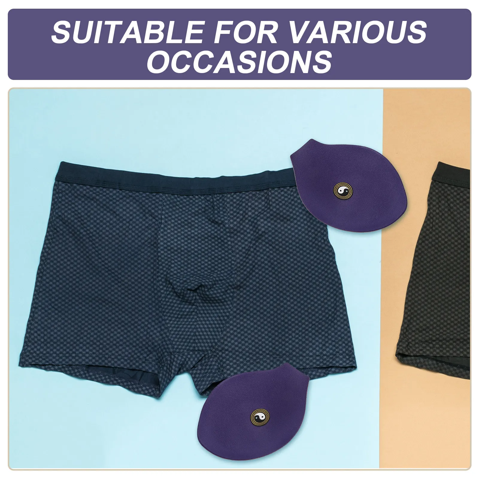 2 Peças de Bolsa Acolchoada Frontal para Roupa Íntima, Moda Praia e Cuecas Esportivas - Azul Escuro