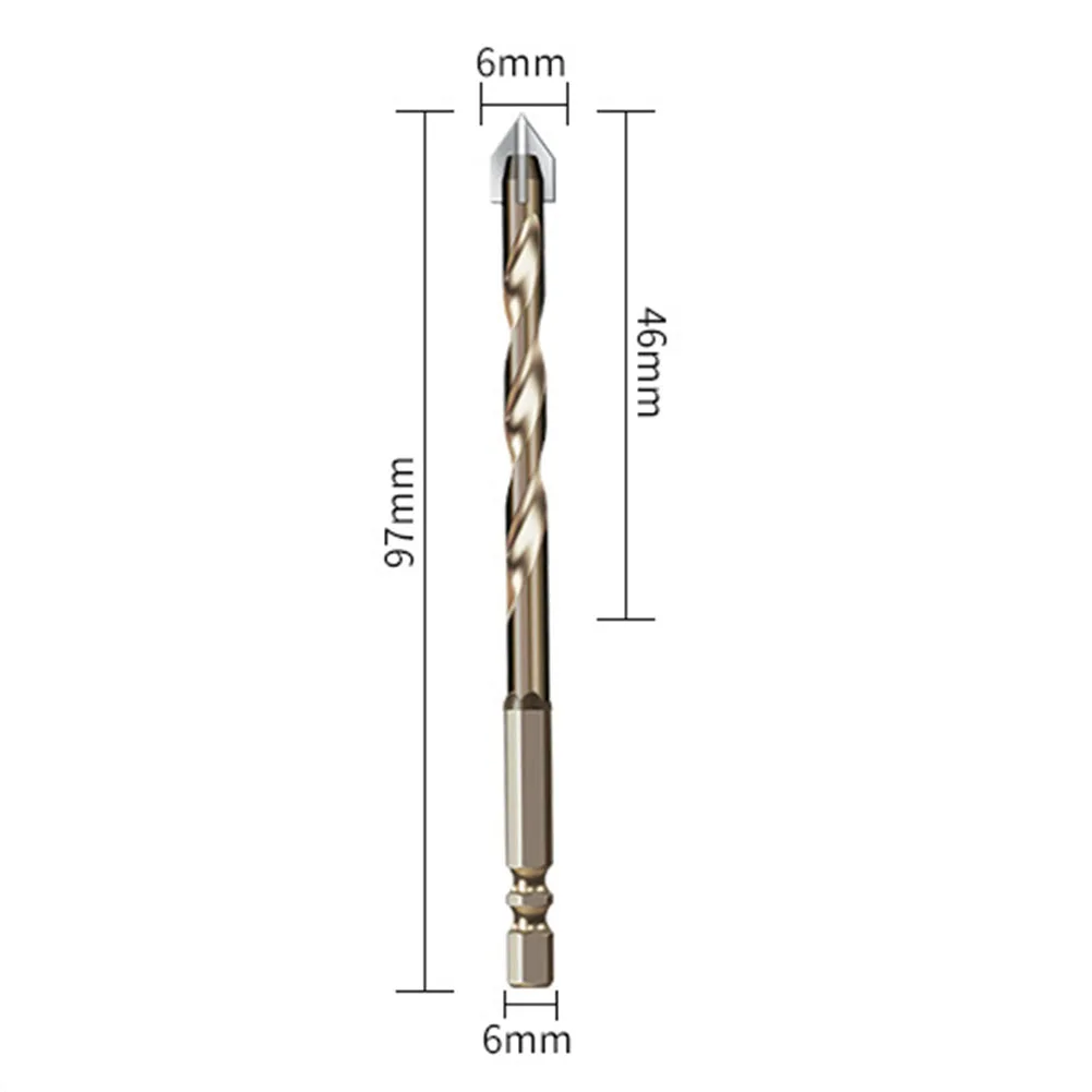 육각 타일 유리 시멘트 금속 세라믹 목재 및 플라스틱용 헤비 듀티 드릴링 도구, 직경 12mm, 길이 121mm