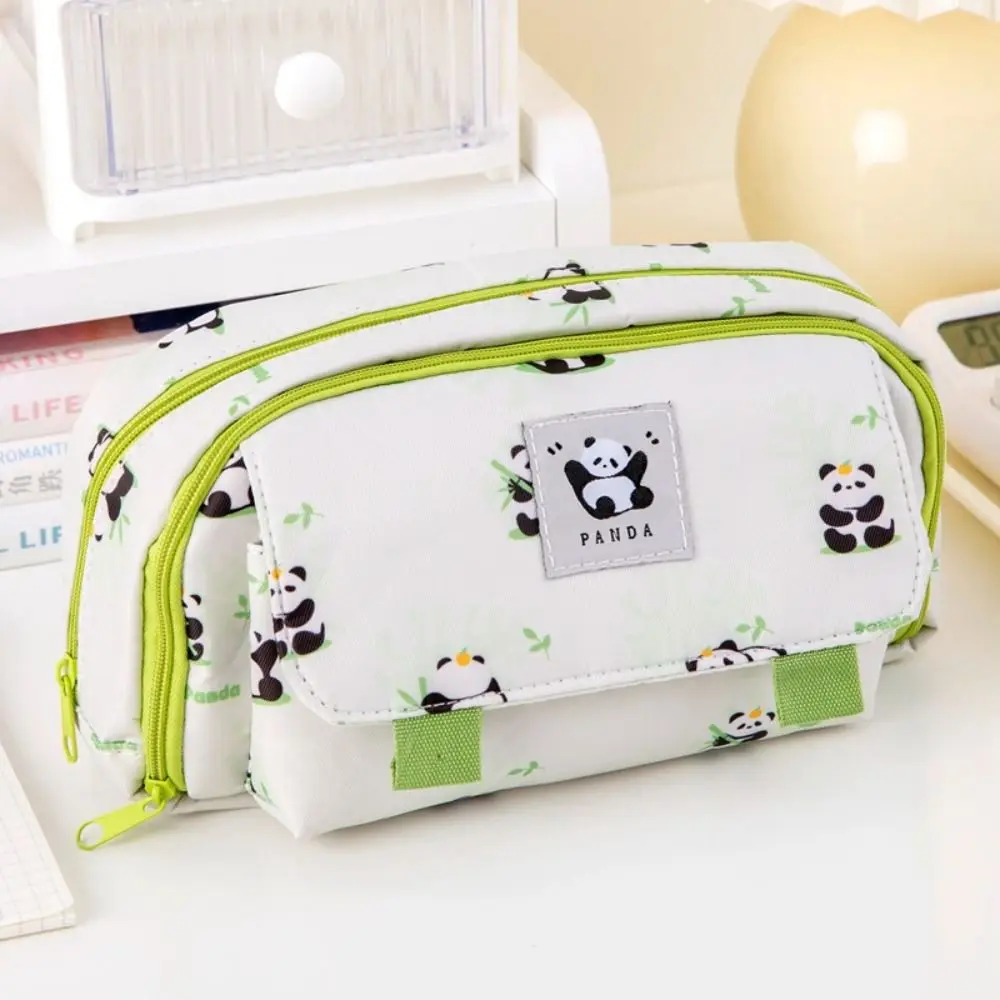 Cute Pen Case Animal Large Capacity Stationery Storage Bag Multiple Pockets Polyester Fiber Pen Organizer Pouch Student