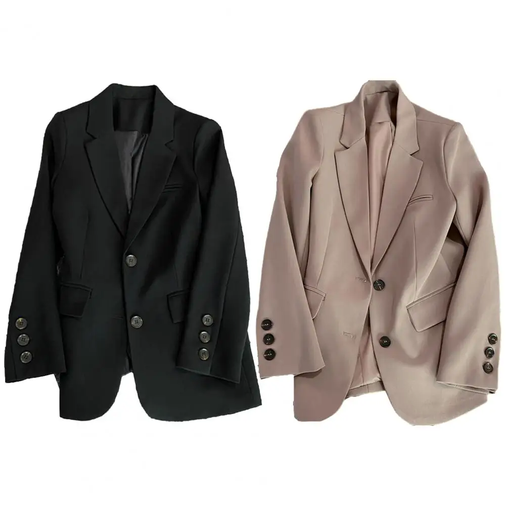 Women Suit Jacket Women Suit Coat Stylish Women's Workwear Single Breasted Suit Jackets with Lapel Long Sleeves Flap for Spring