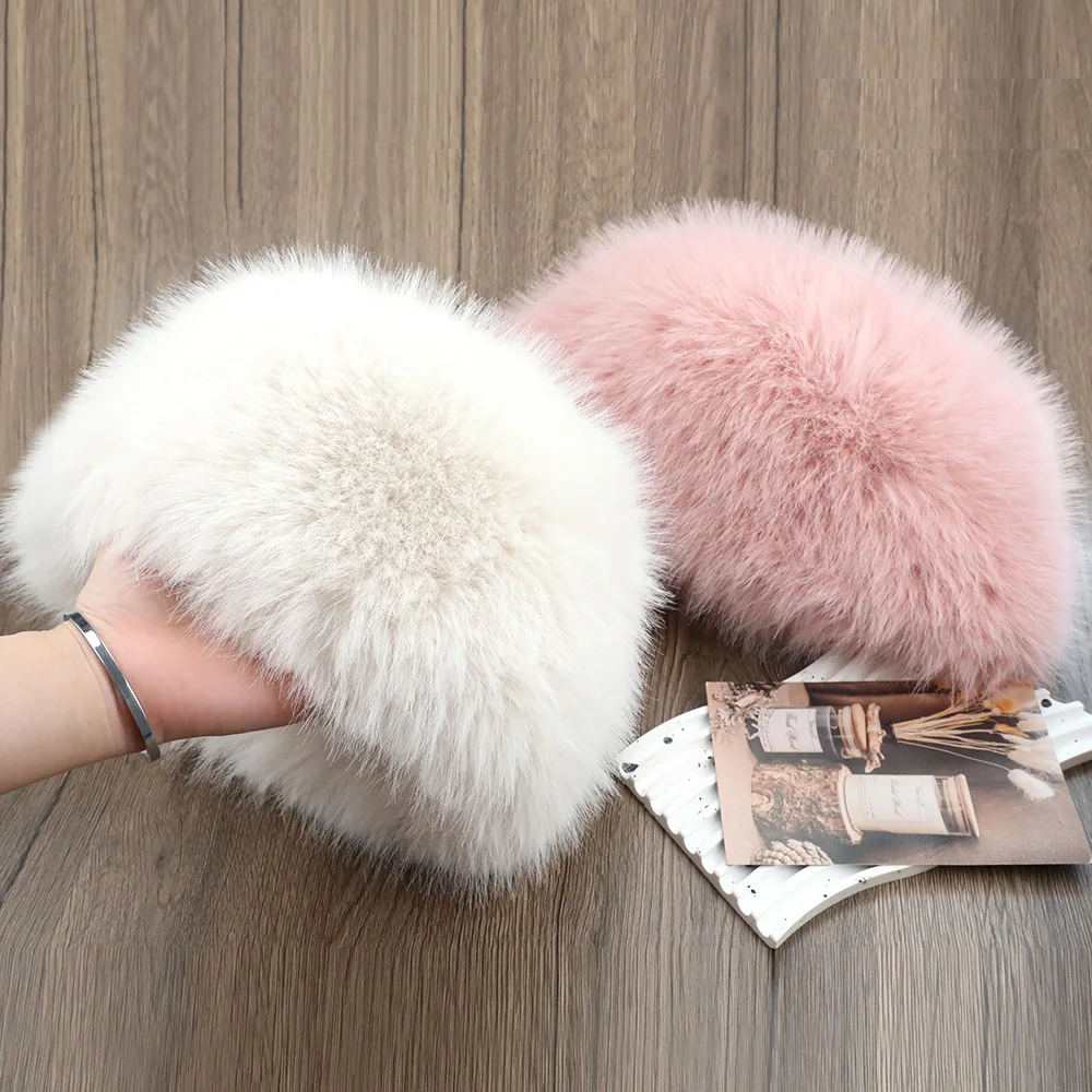 New Fluffy Fur Women\'s Winter Hat Warm Ear Protection Snow Ski Cap Female Faux Fox Fur Bomber Hat Windproof Russian Hat Bonnet