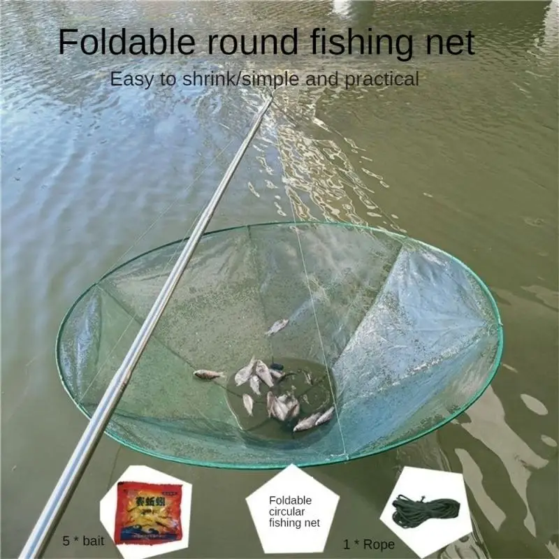 Foldable Drop Fishing Landing Net Crayfish Shrimp Catcher Tank Casting Network Mesh For Fish Eels Trap Cage Prawn Bait Crab