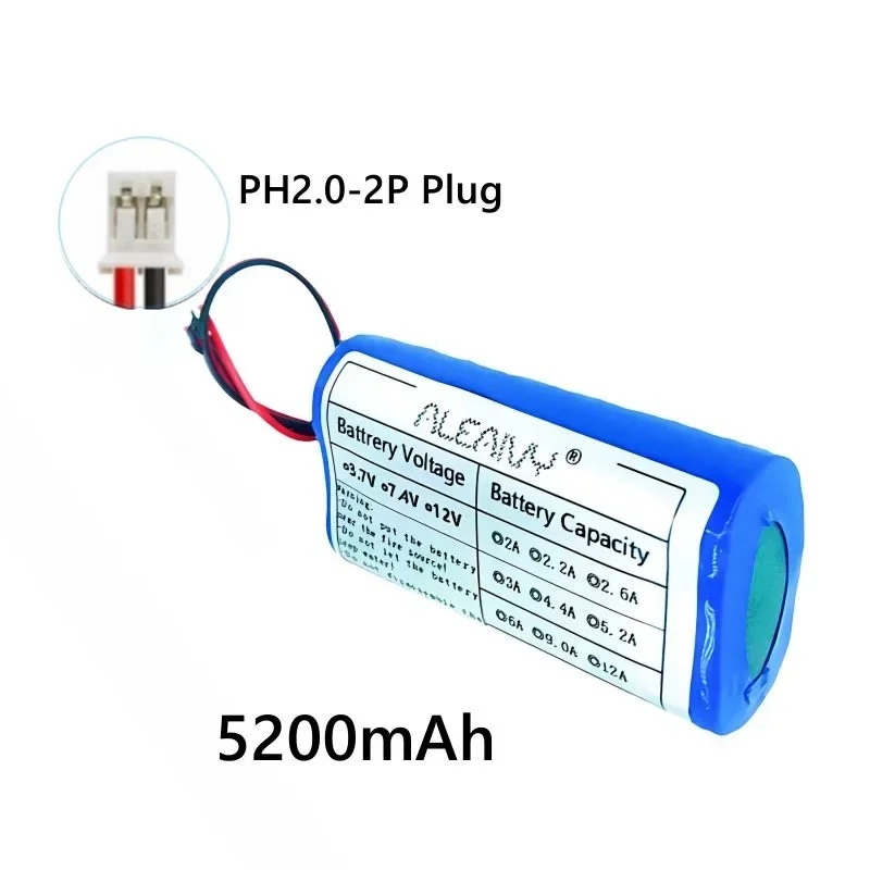 

Литиевая батарея 3,7 В 1S2P 6800 мАч 18650, со встроенной BMS, для малоэнергопотребляющих вентиляторов/динамиков/рыболовных светодиодных фонарей (разъем PH2.0/XH2.54-2P)