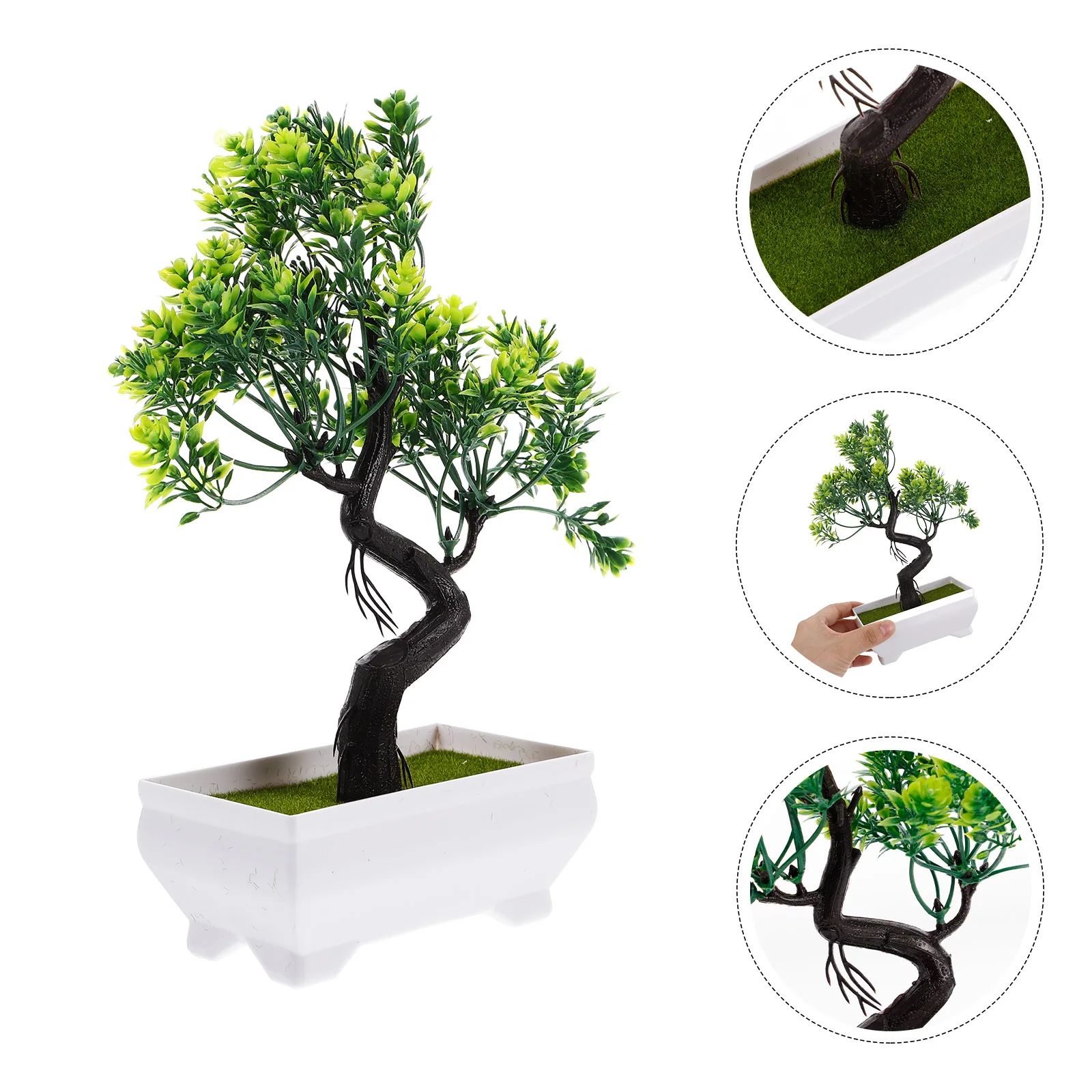 

Fake Bonsai Tree In Pot Small Artificial Potted Plant Decor Indoor Men Room 23X11.3X6.5Cm Lifelike Pe Faux Greenery