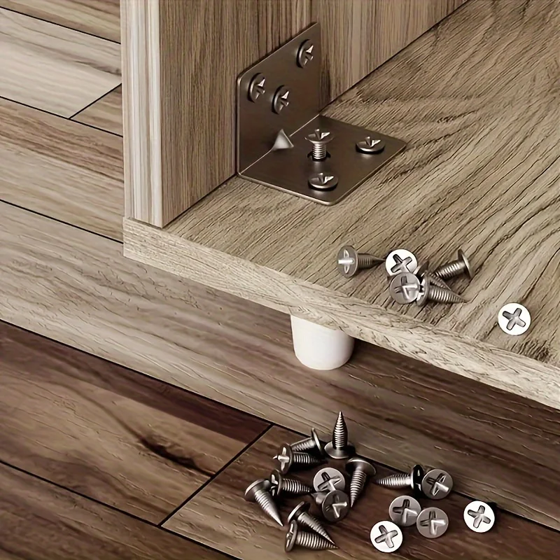 90 Degree Angle L-Shaped Metal Brackets,Support Braces for Shelf and Cabinet Hinges with Screws for Wall Mounted Fixation