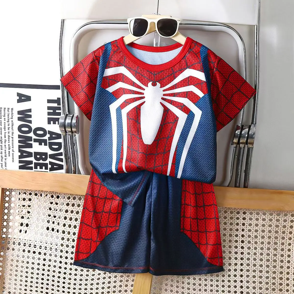 New Spider Children's Top and Bottom Clothes Set Man Children's Quick Drying Set Small Sets Clothing