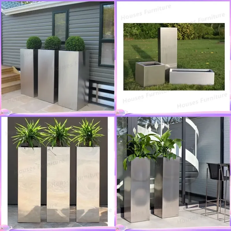Custom Size Outdoor Metal Flower Pot Vertical Steel Planter Box for City Street Park Garden Furniture Large Modern Planters