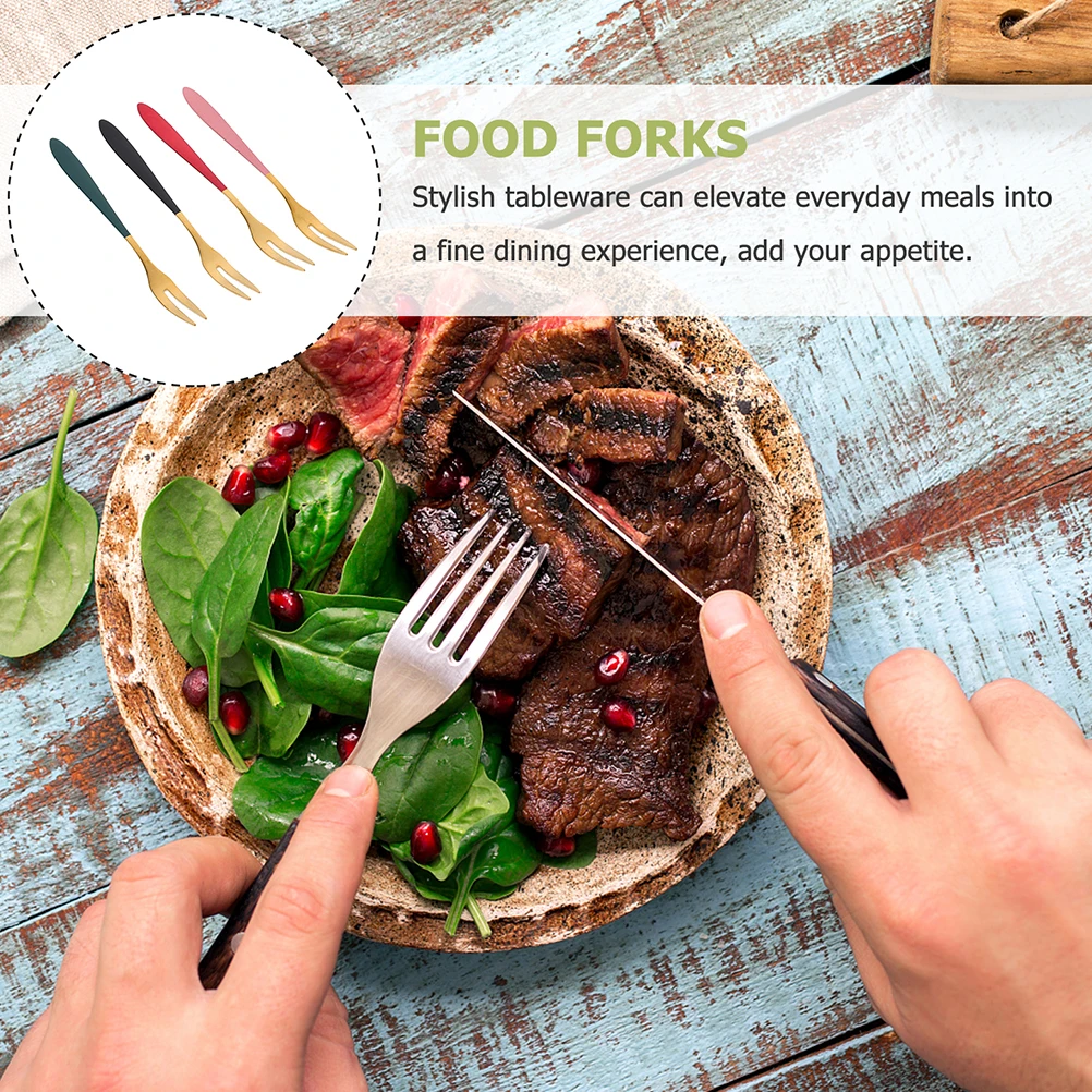

12 Pcs Stainless Steel Fruit Fork Dessert Cake Snacks Forks 304 Material Home Restaurant Party Silver Gold Pink Green Black