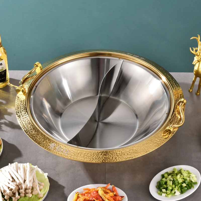 304 Stainless Steel Double-flavored Hot Pots,Commercial Large-capacity Hotpot Cooking Pot Two-flavor Pot,Gas Stoves Chafing Dish