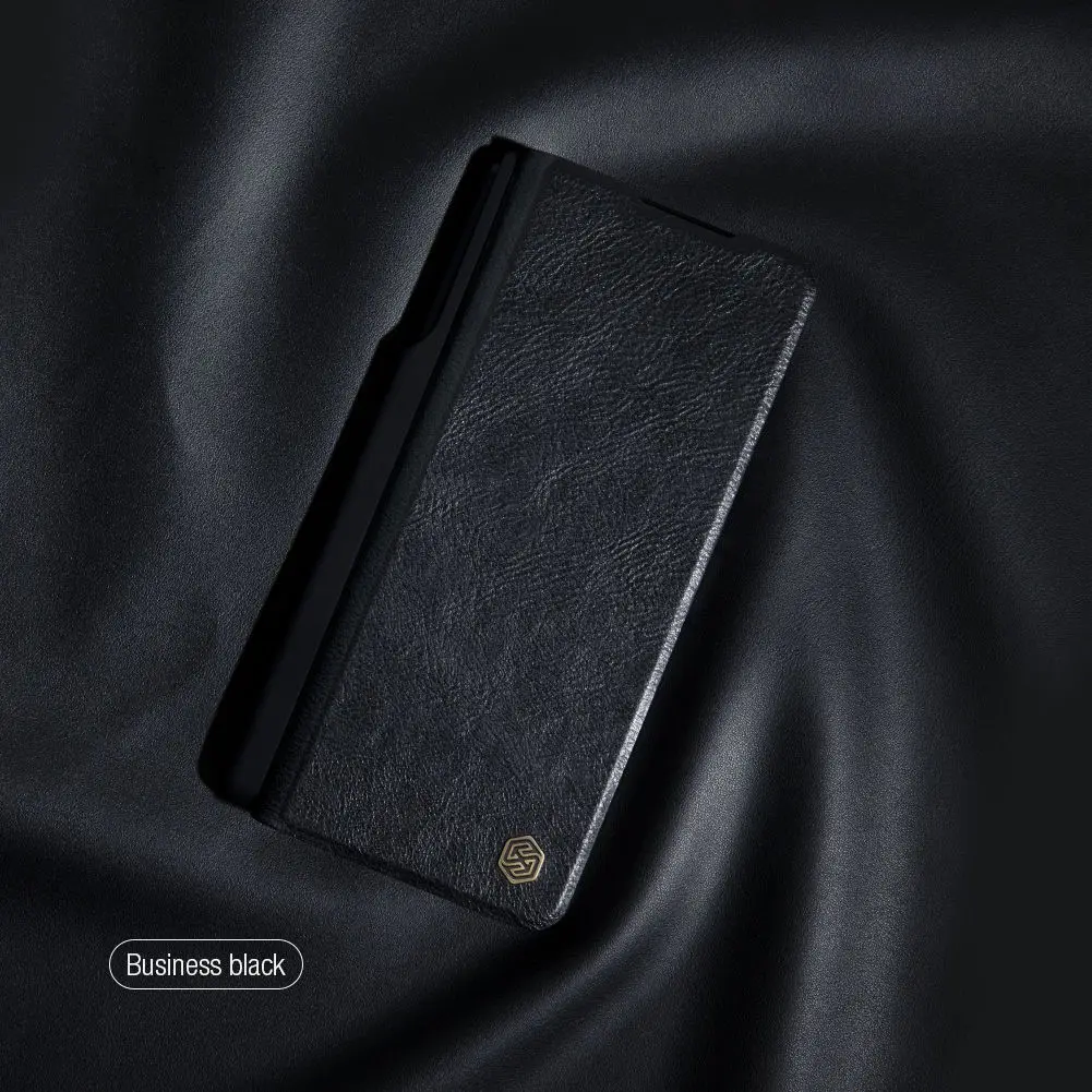 NILLKIN Qin Flip Leather Case for Samsung Galaxy Z Fold 5 with S-Pen Pocket Slide Camera Lens Cover Full Protection Phone Case