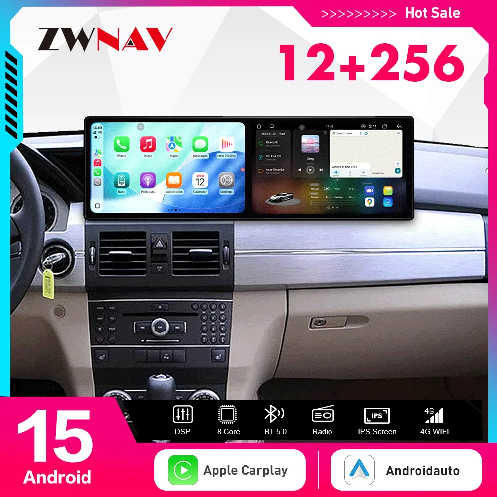 

Автомобильный радиоприемник CarPlay с экраном 18,2 дюйма для Benz GLK X204 2009-2012 NTG4.0 Android 15, GPS-навигатор, мультимедийный плеер, головное устройство, авто
