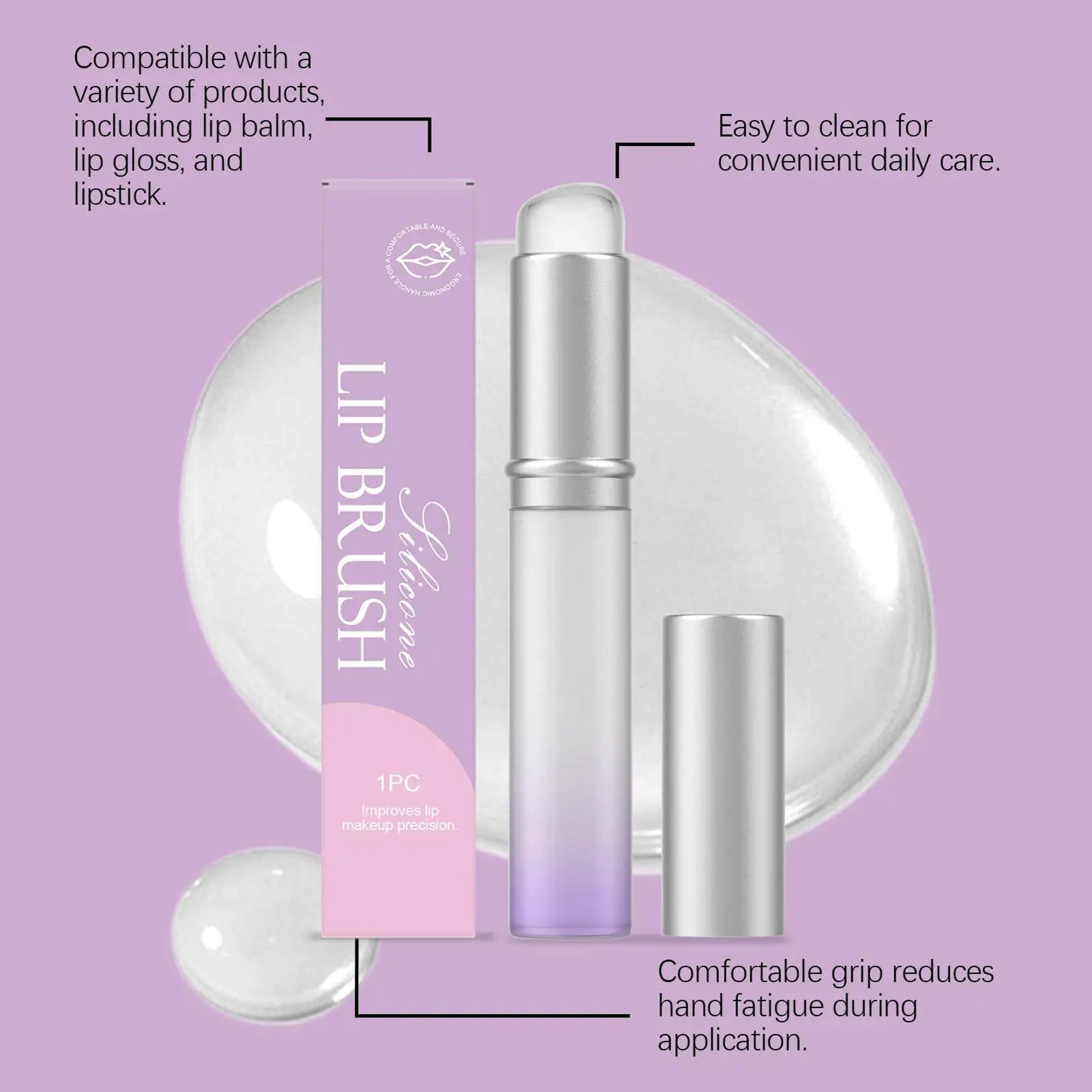 แปรงทาลิปสติกซิลิโคน หัวกลม แปรงทาลิปบาล์มซิลิโคนนุ่ม แปรงทาลิปสติกสำหรับขัดลิปบาล์ม