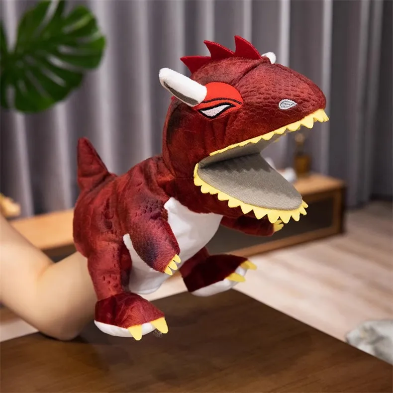 Dessin animé Triangle dinosaure tyrannosaure Rex main poupée en peluche Parent enfant poupée interactive maternelle enseignement poupée H1