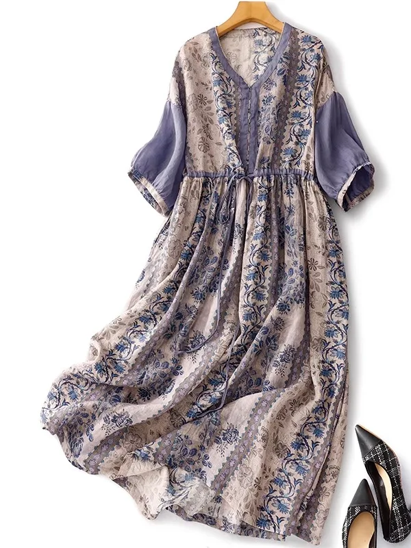 Retro Print Linen D… - image