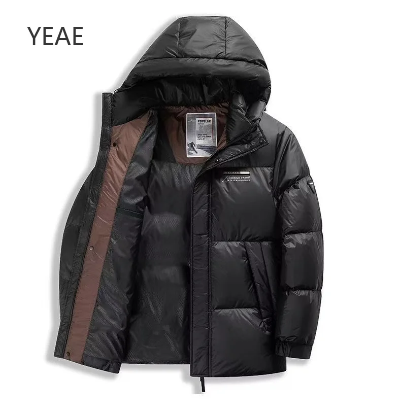 Casual Warm Windproof Jacket2025 Winter New Men's Luxury Duck Down Short Hooded Padded Jacket Luxury Thick Menswear