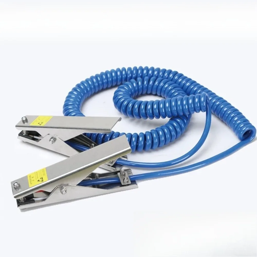 5M Anti Static Grounding Wire Assembly 2 Aluminum Alloy Clips Static Grounding Clamp for  Industrial Static Removing Tool