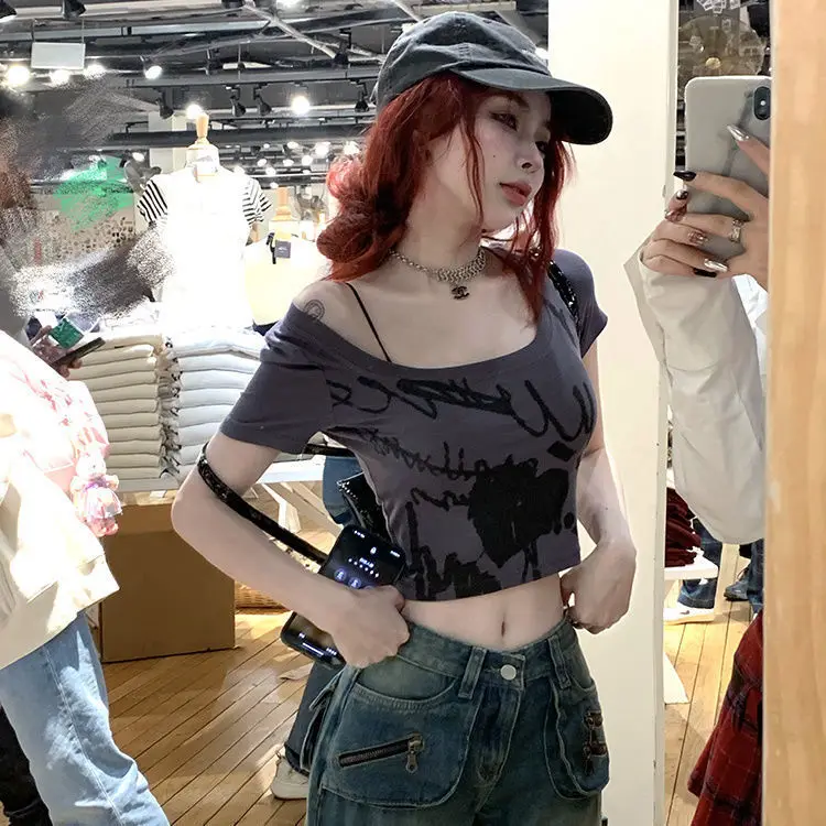 

Short Sleeve T-Shirts Women Korean Style Casual Lace Tops Loose Fit Comfortable Breathable Daily Feminine Summer Streetwear