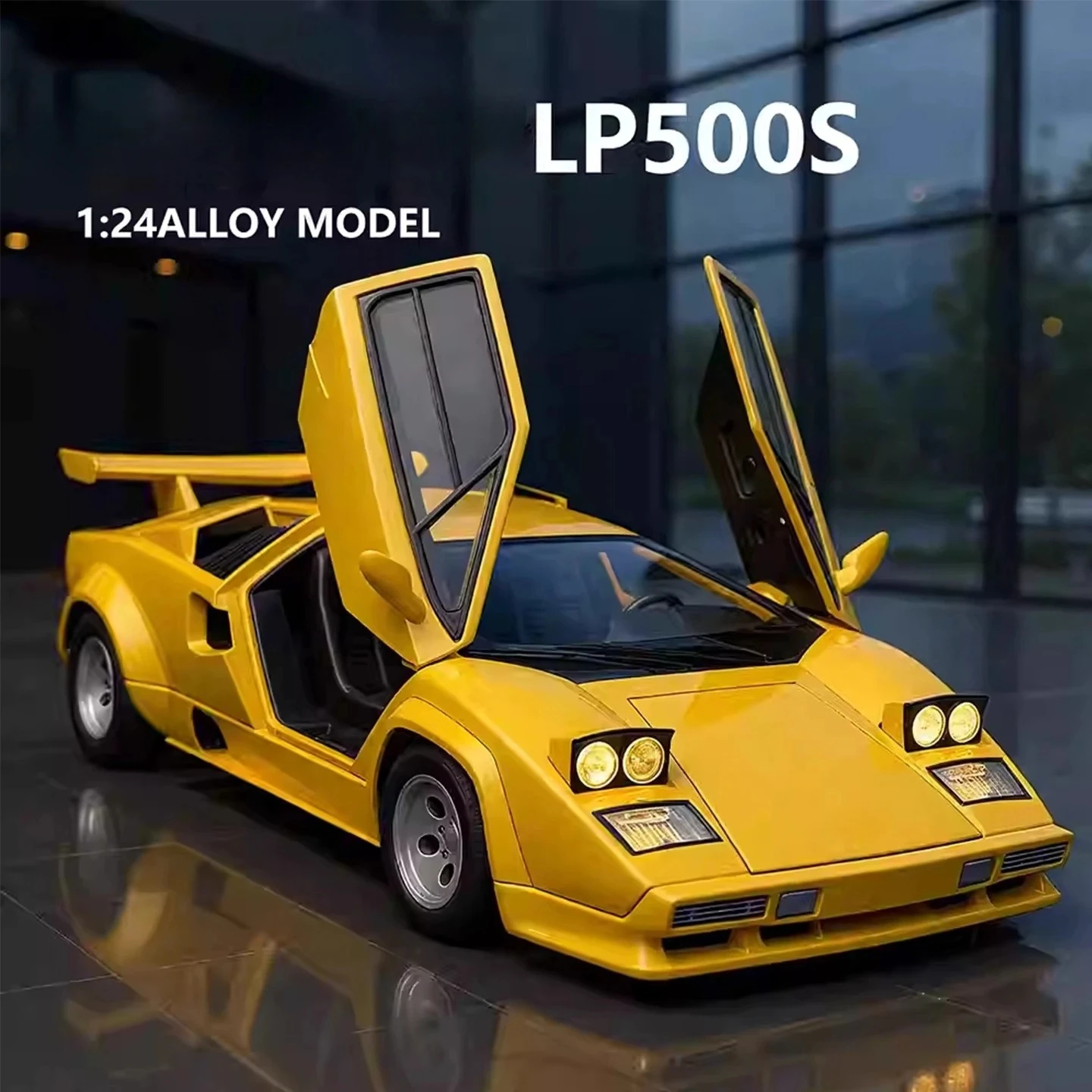 

1:24 Countach LP500S Toy Car Model Sound Light Pull Back Lift Tail Wing Miniature Vehicles Kids Souvenir Gifts
